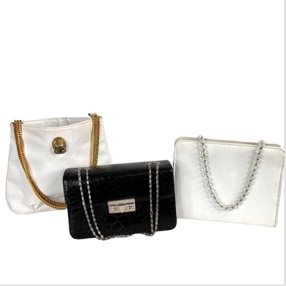 Vintage 60s Purses Set of 3 Patent Handbag Theodor Ruth Saltz Meyers Made in USA - Picture 1 of 16